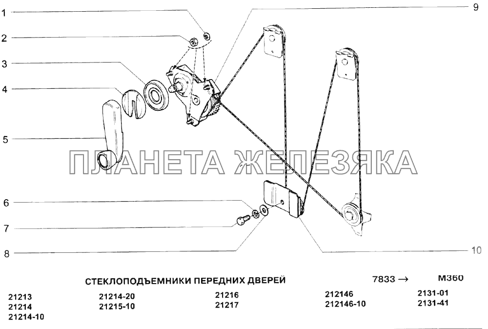 Стеклоподъемники передних дверей ВАЗ-21213-214i